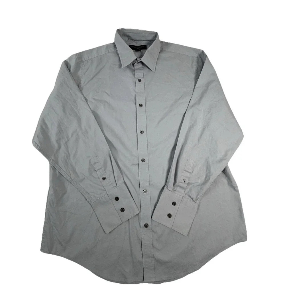 Banana Republic Shirt Mens Large L Solid Gray Classic Fit Button Up‎
